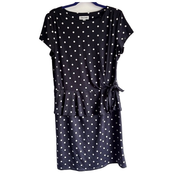 Shelby & Palmer Dresses & Skirts - Polka Dot Navy Peplum Dress XL